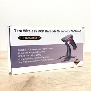 Tera Barcode Scanner with Stand Wireless & USB Wired 1D CCD Bar‎ Code Reader NEW